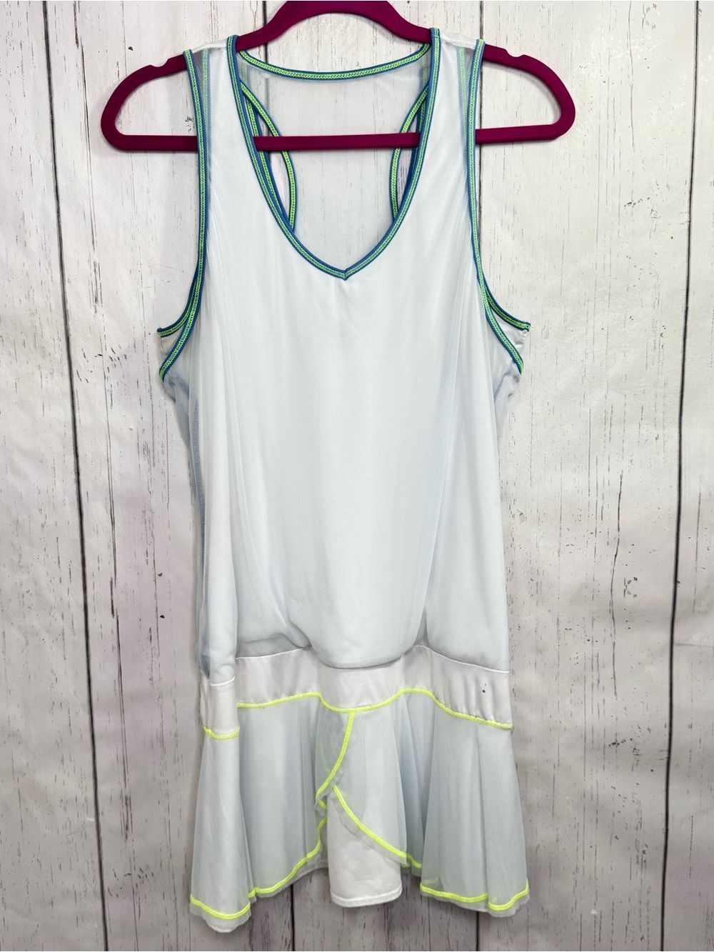 Lucky in Love Gray Tennis Dress Size L Racerback Athletic Ruffle Hem Activewear
